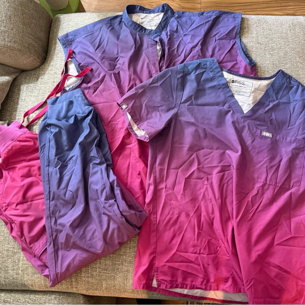 Figs Ombre Scrub Set — Purple to Pink Gradient